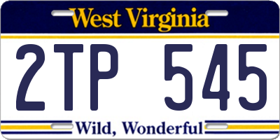 WV license plate 2TP545