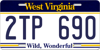 WV license plate 2TP690