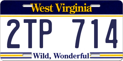 WV license plate 2TP714