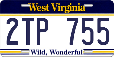 WV license plate 2TP755