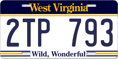 WV license plate 2TP793
