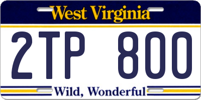WV license plate 2TP800