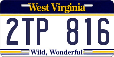 WV license plate 2TP816