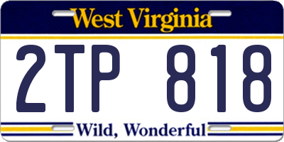 WV license plate 2TP818