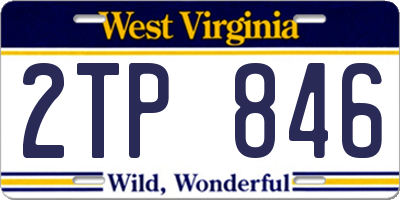 WV license plate 2TP846