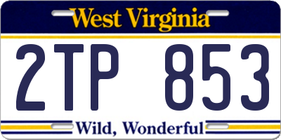 WV license plate 2TP853