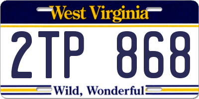 WV license plate 2TP868