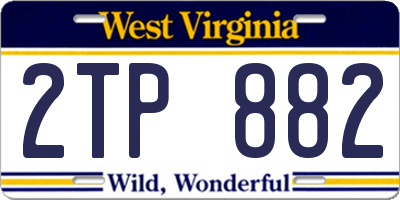 WV license plate 2TP882