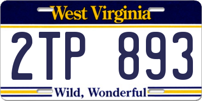 WV license plate 2TP893