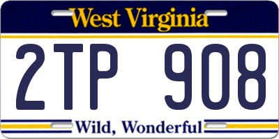 WV license plate 2TP908