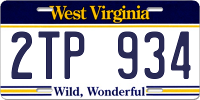 WV license plate 2TP934
