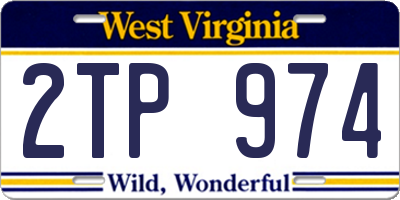 WV license plate 2TP974
