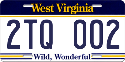 WV license plate 2TQ002
