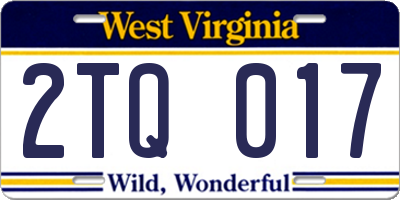 WV license plate 2TQ017