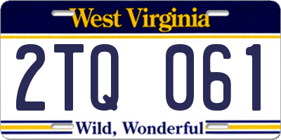 WV license plate 2TQ061
