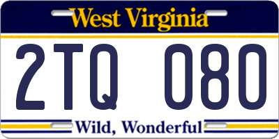 WV license plate 2TQ080