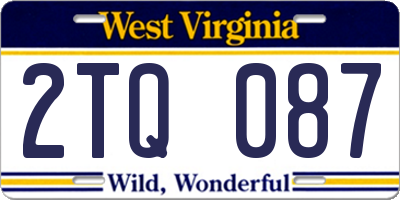 WV license plate 2TQ087