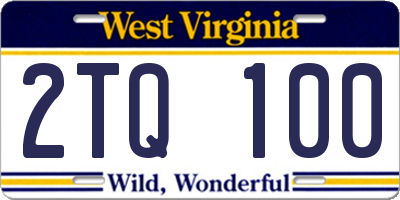 WV license plate 2TQ100
