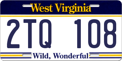 WV license plate 2TQ108