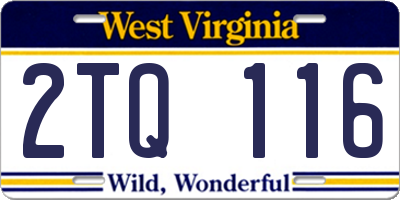 WV license plate 2TQ116