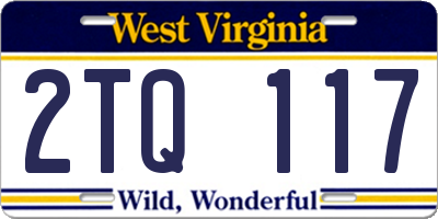 WV license plate 2TQ117