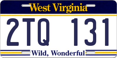 WV license plate 2TQ131