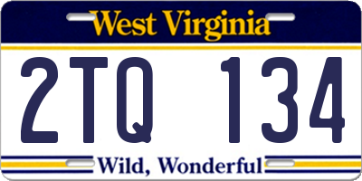 WV license plate 2TQ134