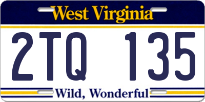 WV license plate 2TQ135