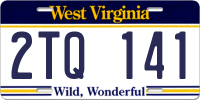 WV license plate 2TQ141