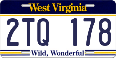 WV license plate 2TQ178
