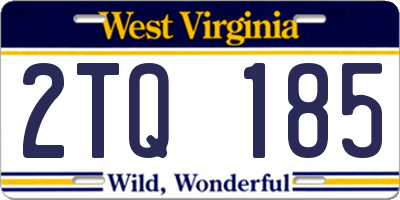 WV license plate 2TQ185