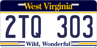WV license plate 2TQ303