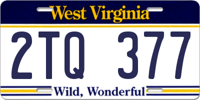 WV license plate 2TQ377