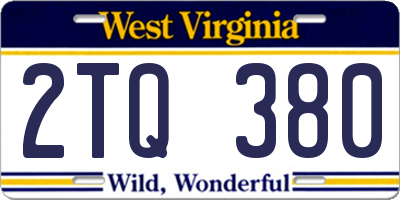 WV license plate 2TQ380