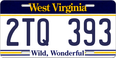 WV license plate 2TQ393