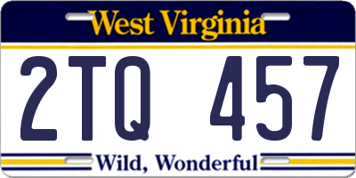 WV license plate 2TQ457