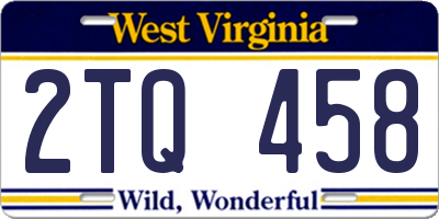 WV license plate 2TQ458