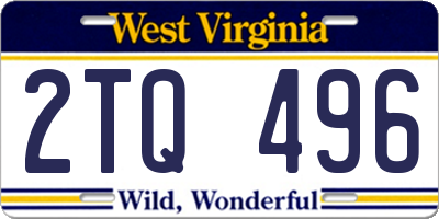 WV license plate 2TQ496