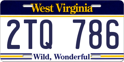 WV license plate 2TQ786