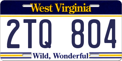 WV license plate 2TQ804