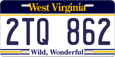 WV license plate 2TQ862