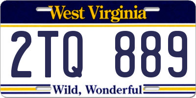WV license plate 2TQ889
