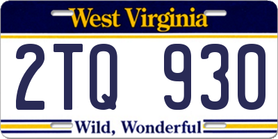 WV license plate 2TQ930