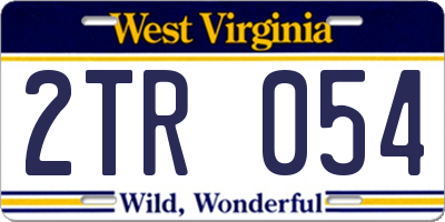 WV license plate 2TR054