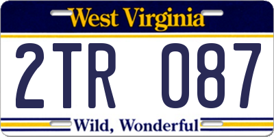 WV license plate 2TR087