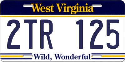 WV license plate 2TR125