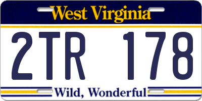 WV license plate 2TR178