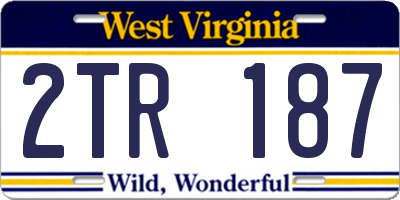 WV license plate 2TR187
