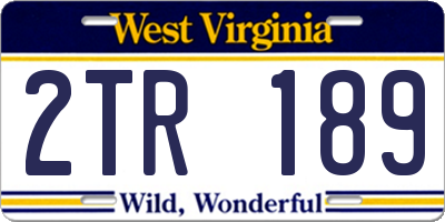WV license plate 2TR189
