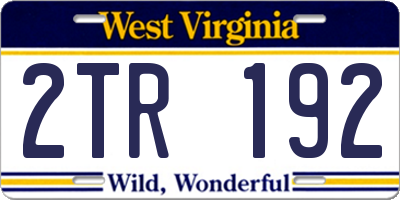 WV license plate 2TR192